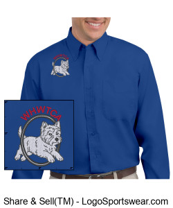 Men's Long Sleeve Dress Shirt with Embroidered Westie Design Zoom